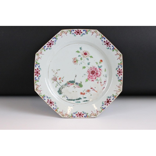 44 - Chinese export porcelain - a side plate with the arms of an eminent family, cracked, approx. 23cm di... 