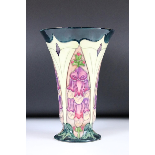 9 - Moorcroft Pottery Vase decorated in the Foxglove pattern, impressed blue marks to base and signed in... 