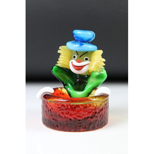 55 - Four Murano Coloured Glass Clown Bowl, one with a Murano sticker, largest 15cm high