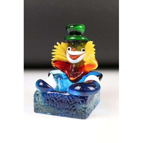 55 - Four Murano Coloured Glass Clown Bowl, one with a Murano sticker, largest 15cm high