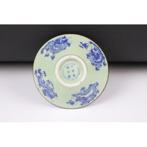 58 - Pair of Japanese Porcelain Blue and White Plates decorated with flowers, 22cm diameter together with... 