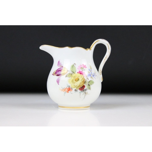 79 - Meissen porcelain tea pot with floral sprays, a butterfly & insect, height approx. 10.25cm, with a m... 