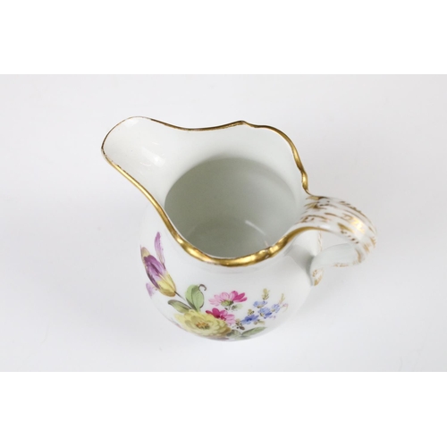 79 - Meissen porcelain tea pot with floral sprays, a butterfly & insect, height approx. 10.25cm, with a m... 