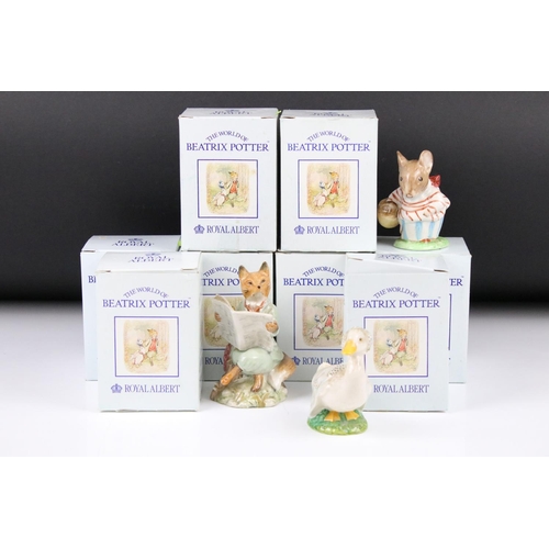 107 - Eight Royal Albert Beatrix Potter figures, comprising: 'Timmy Tiptoes', 'Peter in Bed', 'Mr Jackson'... 