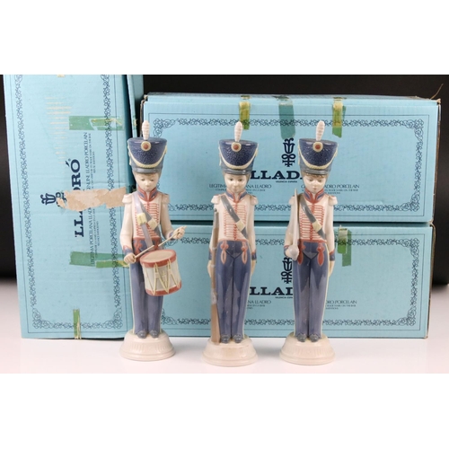 84 - Three Lladro soldier figures, comprising: 5404 'Cadet Captain', 5403 'Drummer Boy' and 5407 'At Atte... 