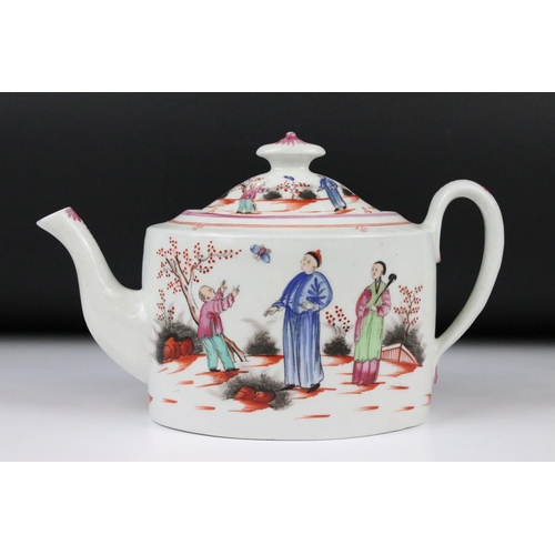 91 - 19th century English porcelain oval teapot, pattern 421, a pair of Grainger & Co plates & other Engl... 