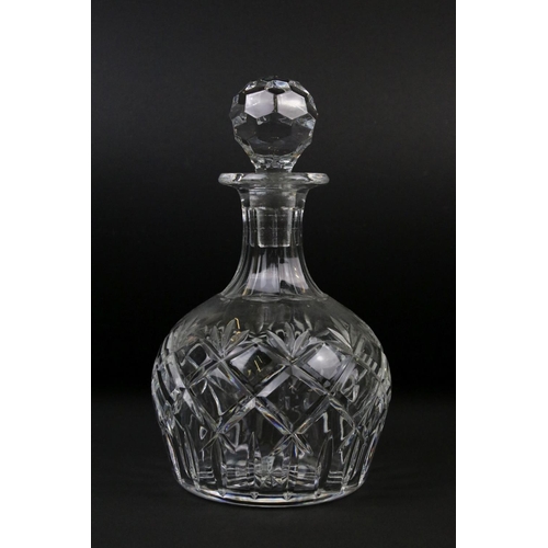 96 - A collection of glassware, to include: a Wedgwood decanter with hallmarked silver stopper, six Royal... 