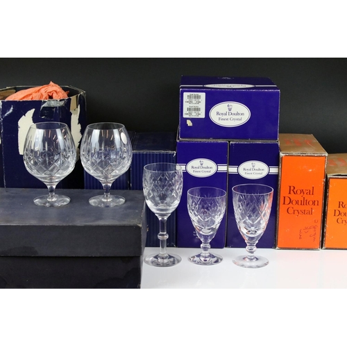 113 - A collection of glassware, to include: Royal Doulton Finest Crystal three boxes of 2 x L/S Wine (6 g... 