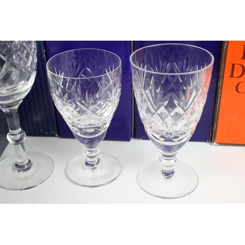 113 - A collection of glassware, to include: Royal Doulton Finest Crystal three boxes of 2 x L/S Wine (6 g... 