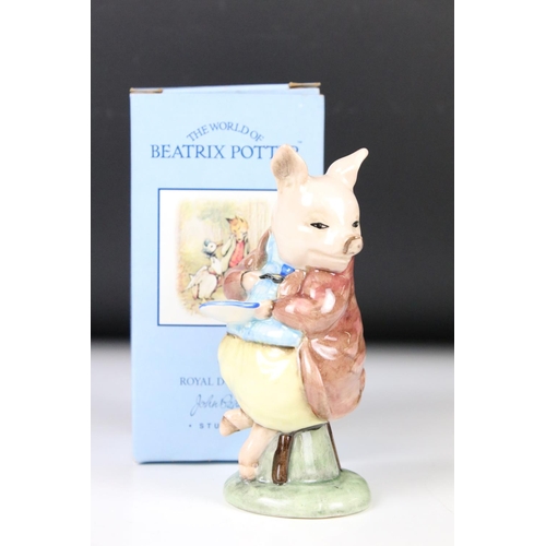 114 - Nine Royal Doulton John Beswick Beatrix Potter figures, comprising: 'Mrs Rabbit', 'Timmy Willie Fetc... 