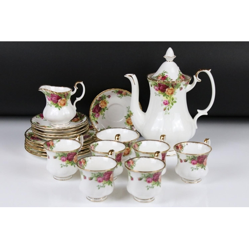 115 - Royal Albert ' Old Country Roses ' pattern coffee service for six, to include coffee pot & cover, 6 ... 