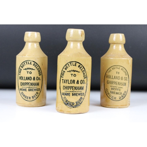 118 - Local Interest - Three Ginger Beer Stoneware Bottles including Priest, Canton, Cardiff ginger beer b... 