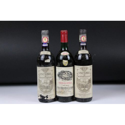 390 - Wine - 1971 Rubesco x 5, 1973 Rosso Morino x 11, 1971 Brunello di Montalcino x 4 & twelve other Ital... 