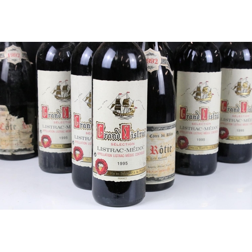 395 - Wine - 1995 Grand Listrac x 9, 1988 Grand Listrac x 1 & 1992  Cote Rotie x 3 (13 bottles)