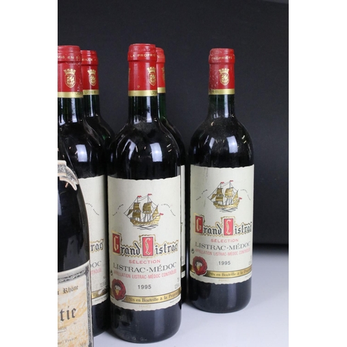 395 - Wine - 1995 Grand Listrac x 9, 1988 Grand Listrac x 1 & 1992  Cote Rotie x 3 (13 bottles)