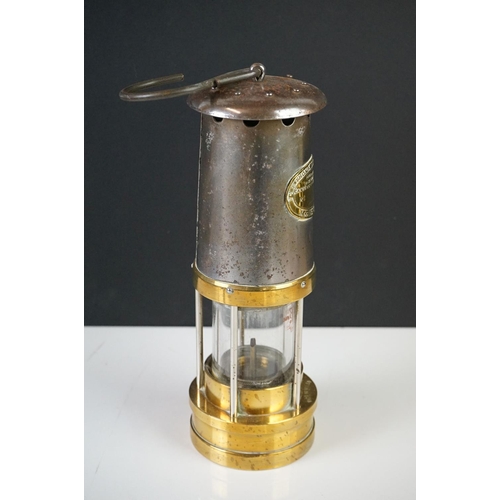 154 - Welsh Brass & Metal Miner's Lamp by E. Thomas & Williams Ltd of Aberdare (type and number unmarked),... 