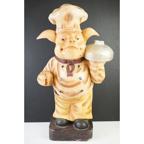 166 - Butcher's Shop Display Composite Model of a Pig in Chef's outfit, 62cm high