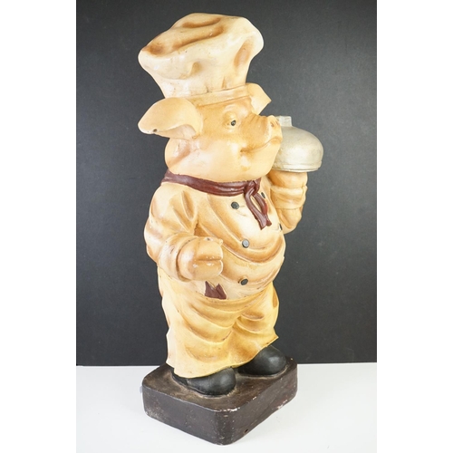 166 - Butcher's Shop Display Composite Model of a Pig in Chef's outfit, 62cm high