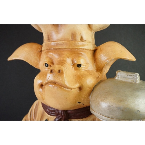 166 - Butcher's Shop Display Composite Model of a Pig in Chef's outfit, 62cm high