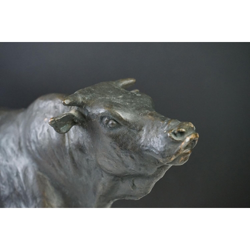 168 - D. Montagu (20th century)  Pair of Bronze Limited Edition Figures of a Bull and a Cow, both signed a... 