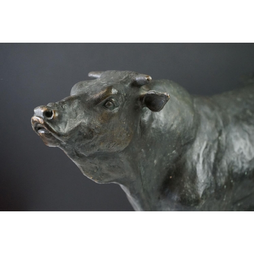 168 - D. Montagu (20th century)  Pair of Bronze Limited Edition Figures of a Bull and a Cow, both signed a... 