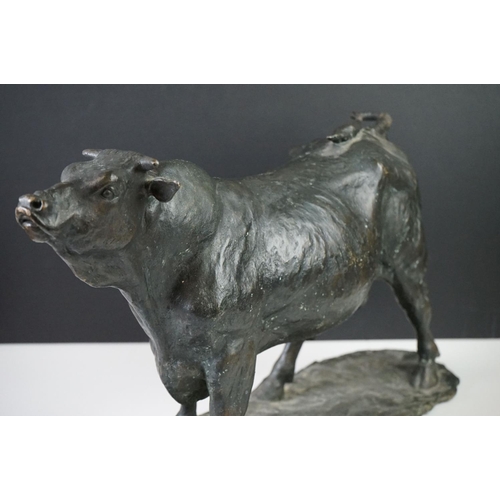 168 - D. Montagu (20th century)  Pair of Bronze Limited Edition Figures of a Bull and a Cow, both signed a... 