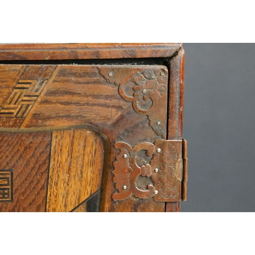171 - Japanese Meiji period Specimen Wood Table Top Cabinet, the single door opening to drawers with drawe... 