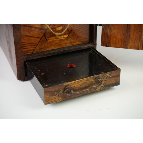171 - Japanese Meiji period Specimen Wood Table Top Cabinet, the single door opening to drawers with drawe... 