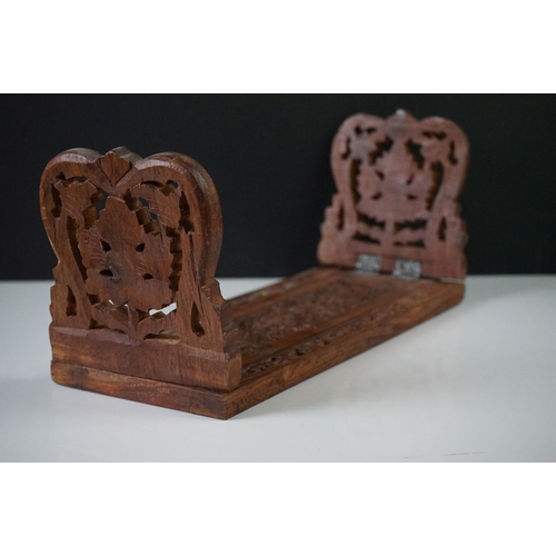 190 - Two wooden sliding book shelves together with a calendar / thermometer desk tidy.