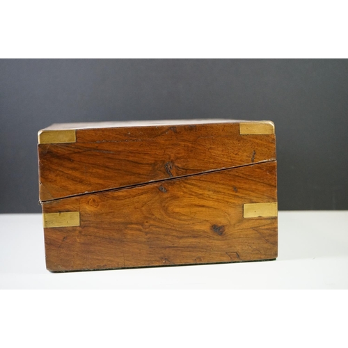 199 - 19th century Walnut and Brass Bound Writing Slope Box, the fitted interior with tooled black leather... 