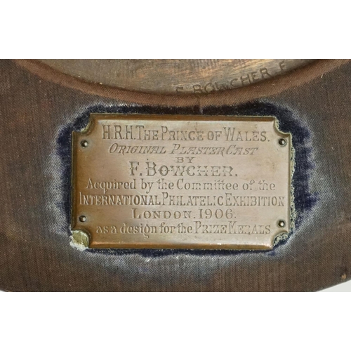 202 - Early 20th century Circular Plaster Plaque by F Bowcher of H.R.H The Prince of Wales acquired by the... 