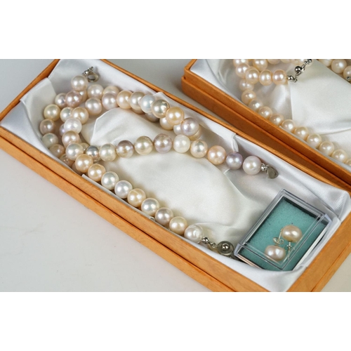 233 - A collection of Borneo sea pearl necklaces, bracelets and earrings.