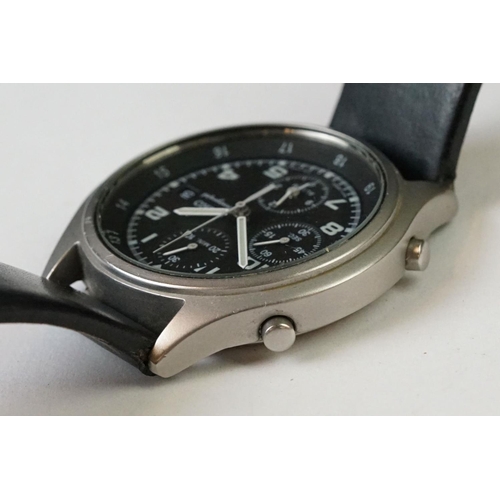 240 - A military style Seiko 7T32-7E70 chronograph wristwatch with leather strap.