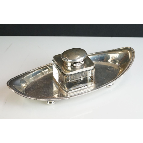 242 - Silver inkwell, Birmingham 1919 & another by A & J Zimmerman, Birmingham 1938 (2)