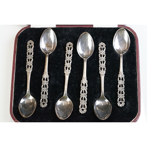 244 - A cased set of six Scandinavian .830 silver tea spoons.