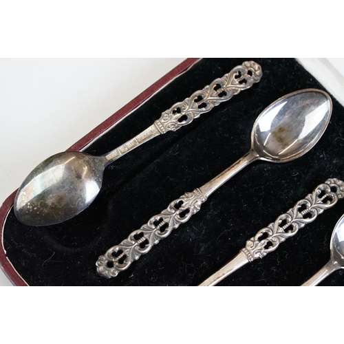 244 - A cased set of six Scandinavian .830 silver tea spoons.