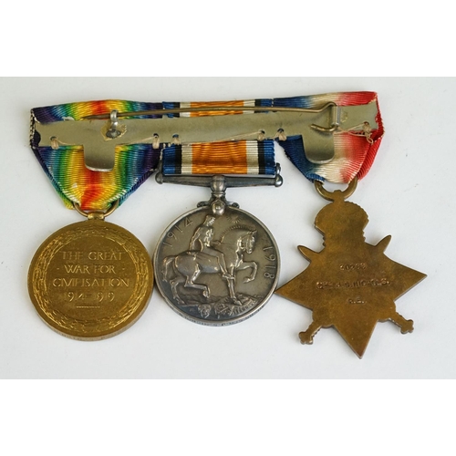 259 - A full size British World War One medal group to include the 1914-15 star medal, the victory medal a... 