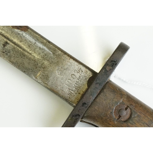 270 - A British World War One 1907 pattern bayonet maker marked for Wilkinson, complete with scabbard.