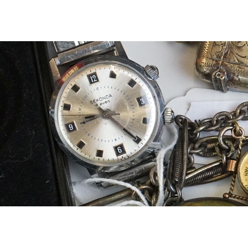 287 - A small collection of vintage watches to include Roamer and Oriosa examples together with a pocket w... 