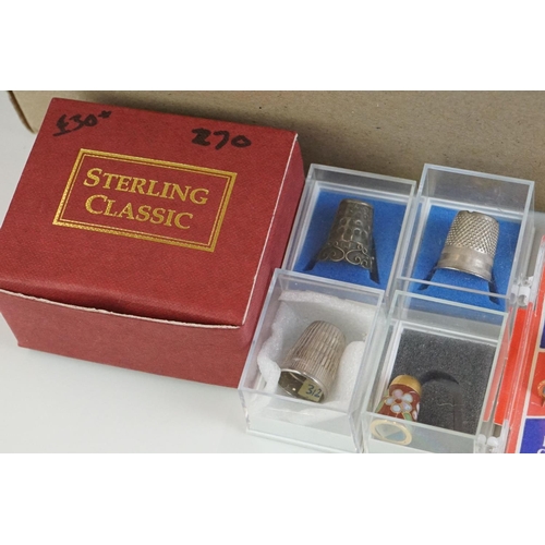 291 - A collection of vintage and contemporary collectable thimbles together with a cased collection of Ha... 