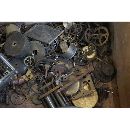 293 - Wooden tray of Clock Parts, Spares and Repairs