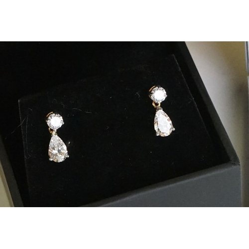 300 - Boxed pair of Tru-Diamonds silver gilt teardrop earrings together with Tipperary Crystal tennis brac... 