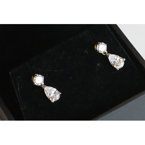 300 - Boxed pair of Tru-Diamonds silver gilt teardrop earrings together with Tipperary Crystal tennis brac... 