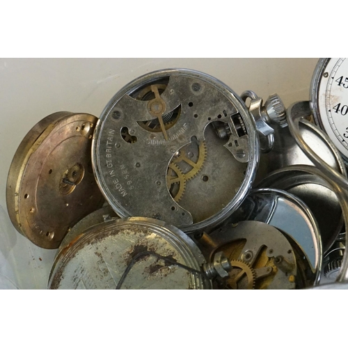 303 - Collection of pocket watch movements, ceramic dials etc