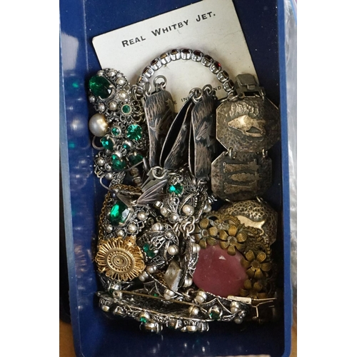 308 - A collection of mainly vintage costume jewellery to include silver examples.