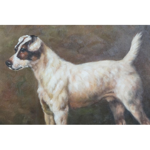 463 - Oak framed oil painting study of a Jack Russell Terrier dog