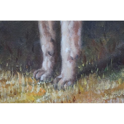 463 - Oak framed oil painting study of a Jack Russell Terrier dog