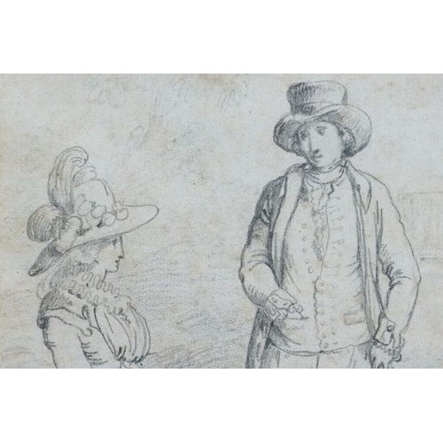 472 - Bartolomeo Pinnelli (1781-1835), pencil portrait of a man in breeches and lady in soft hat