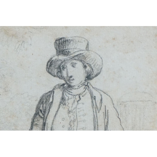 472 - Bartolomeo Pinnelli (1781-1835), pencil portrait of a man in breeches and lady in soft hat