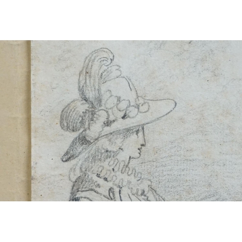 472 - Bartolomeo Pinnelli (1781-1835), pencil portrait of a man in breeches and lady in soft hat